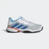 Adidas Adidas Barricade Junior Tennis Shoe- Grey/White/Blue 2 Adidas Adidas Barricade Junior Tennis Shoe- Grey/White/Blue -Pickleball Equip Store adidas adidas barricade junior tennis shoe grey wh
